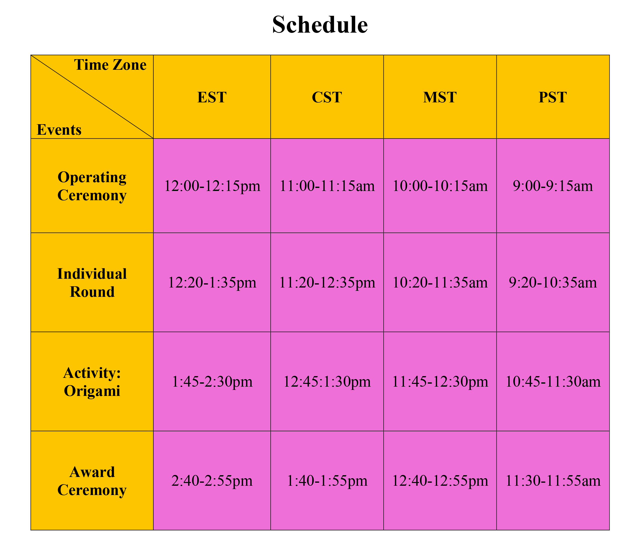 Schedule